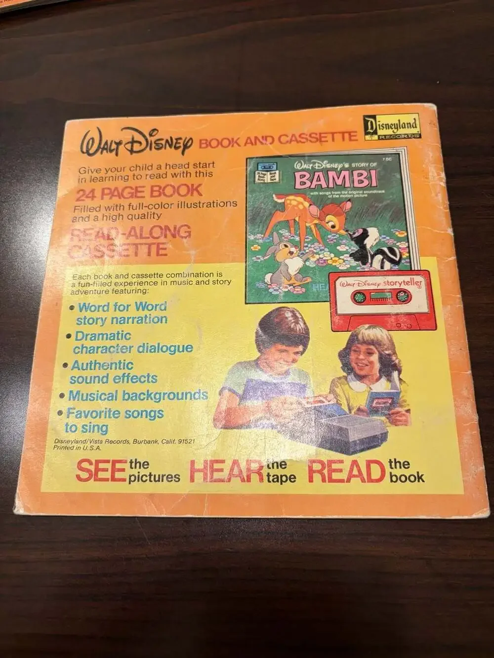 Set of 6 Vintage Walt Disney Read-Along Books